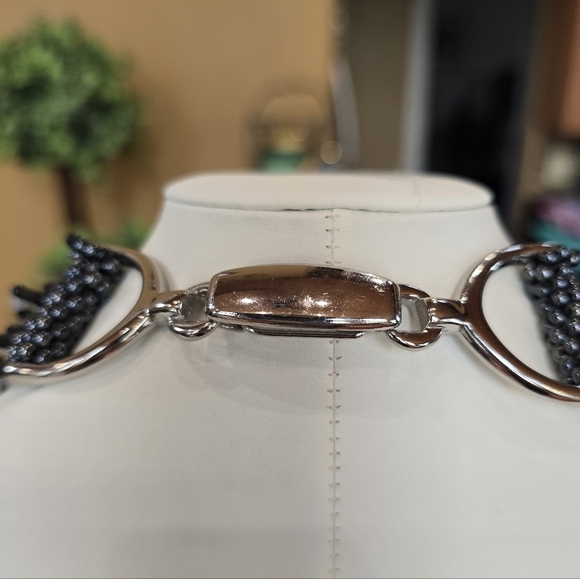 Art Deco Style Multistrand Black White Glass Bead Necklace - Picture 7 of 9